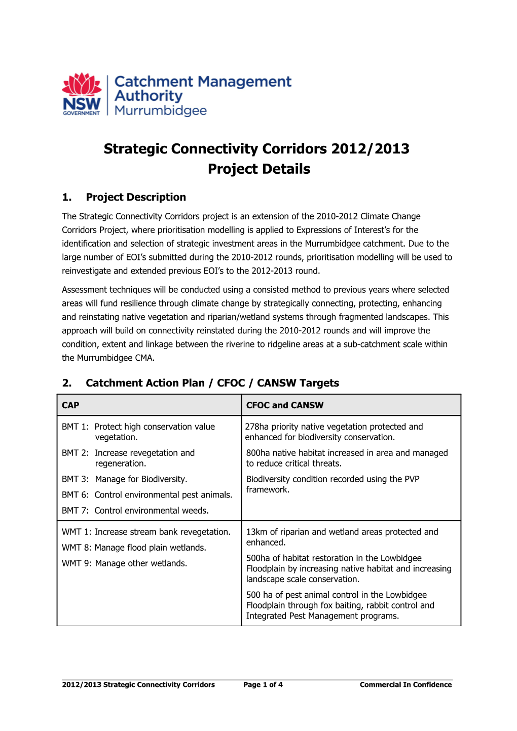 Strategic Connectivity Corridors 2012/2013