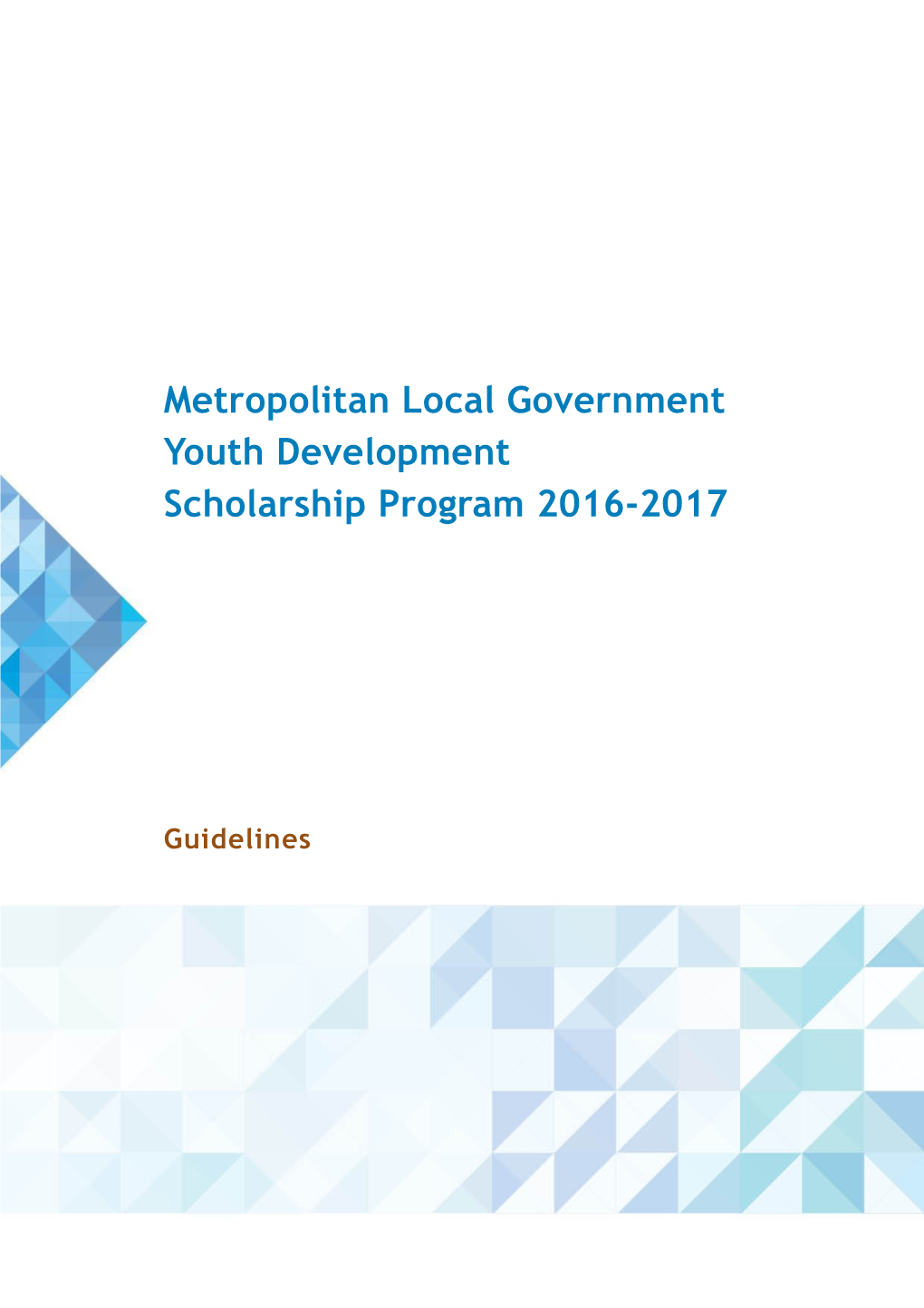 Metropolitan Local Government Youth Development Scholarship Program 2016-2017 Guidelines