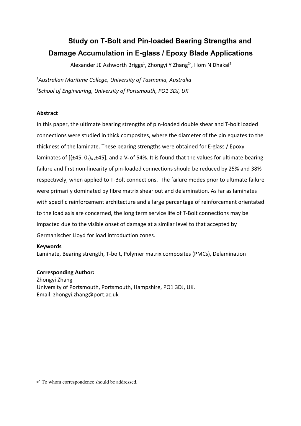 Study on T-Bolt and Pin-Loaded Bearing Strengths and Damage Accumulation in E-Glass