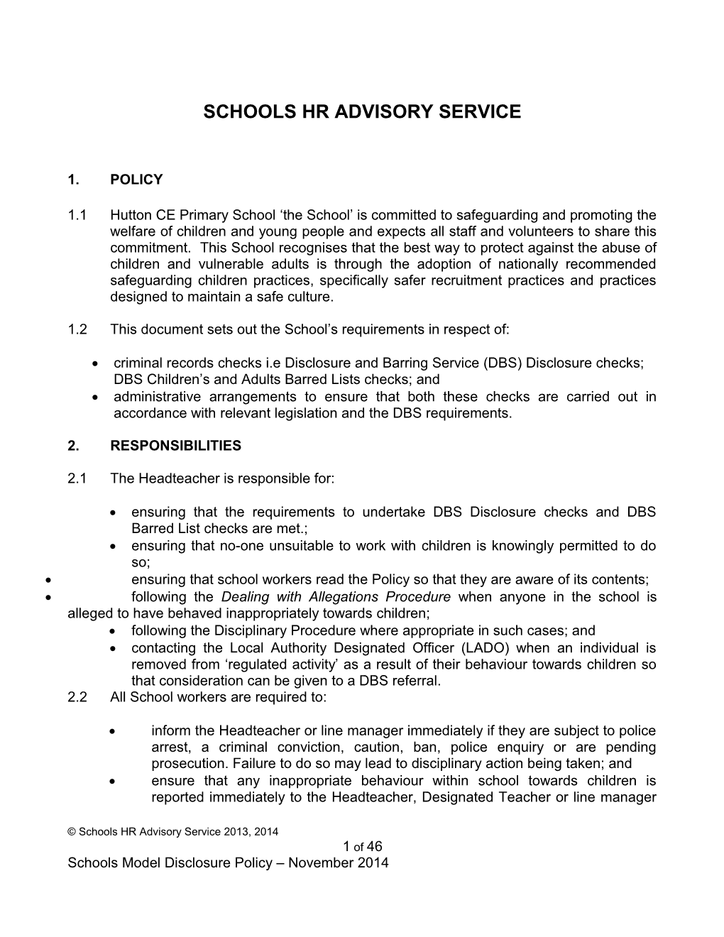 Schools Hr Advisory Service