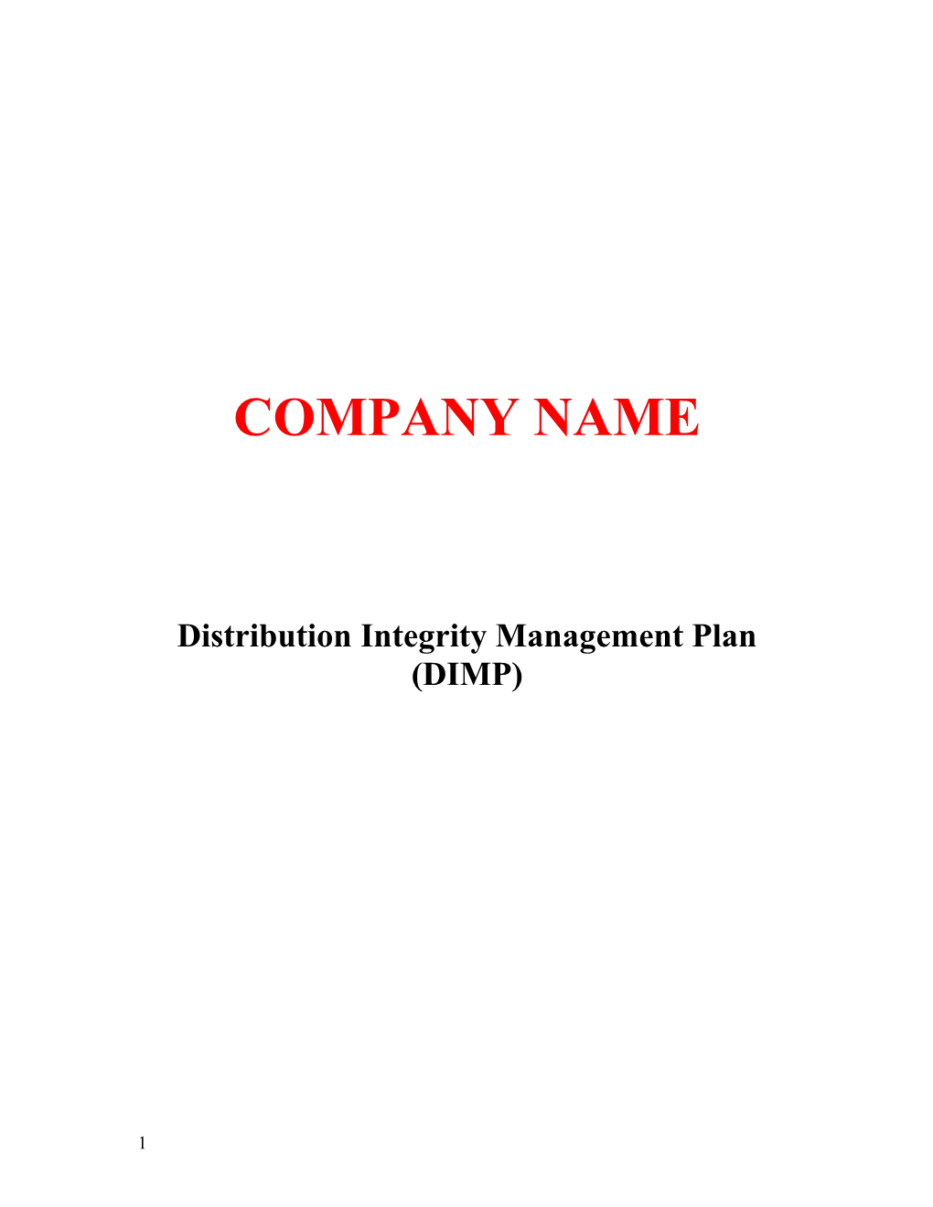 Distribution Integrity Management Plan