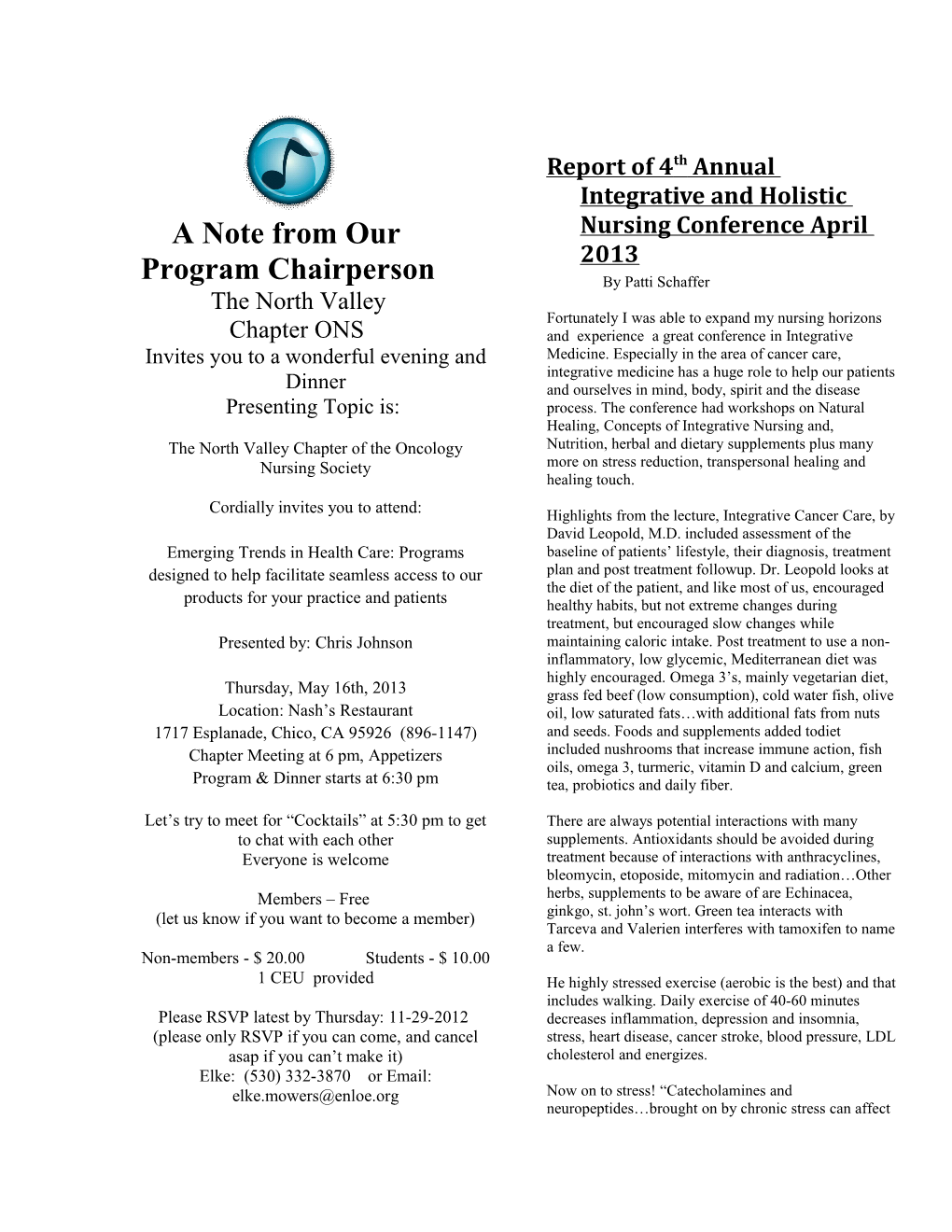 Chapter of the Oncology Nursing Society