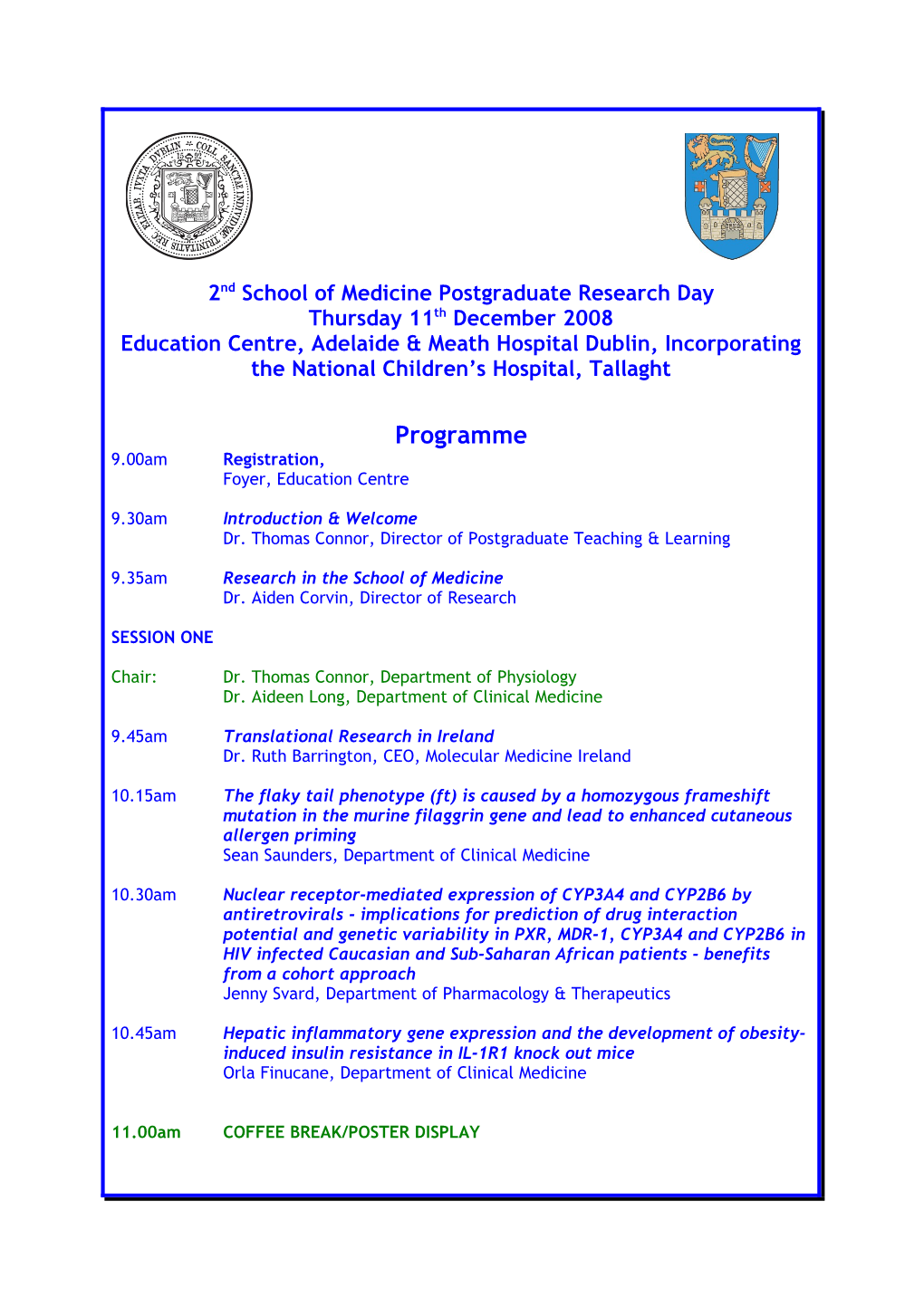 1St School of Medicine Postgraduate Research Day