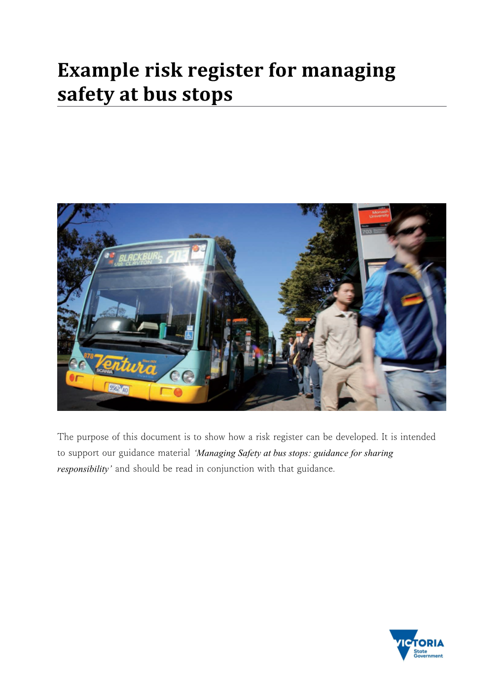 Example Risk Register for Managing Safety at Bus Stops