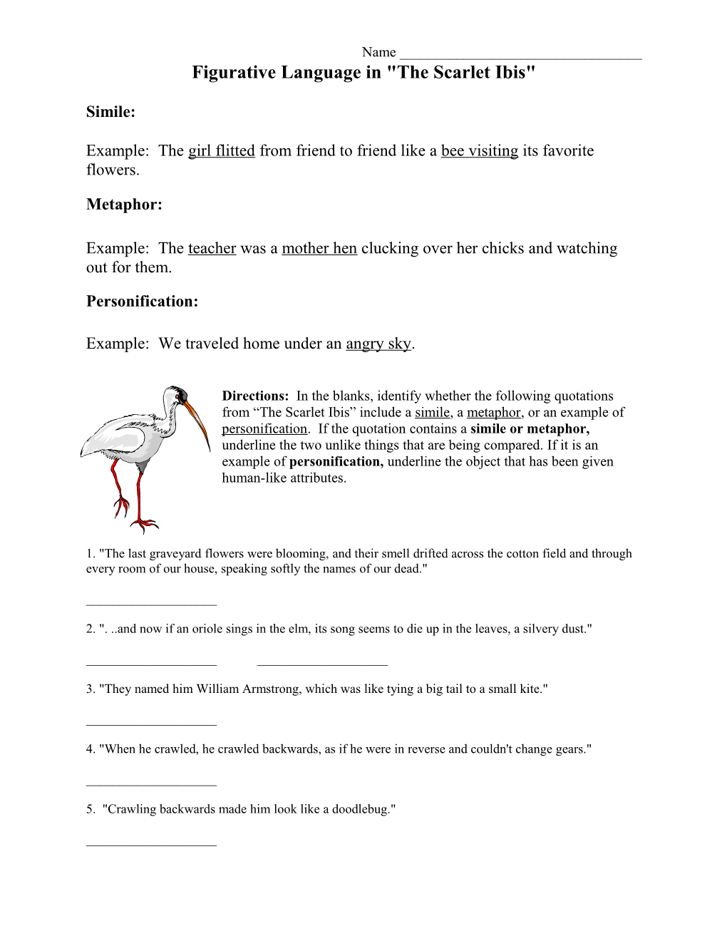 Figurative Language and the Scarlet Ibis