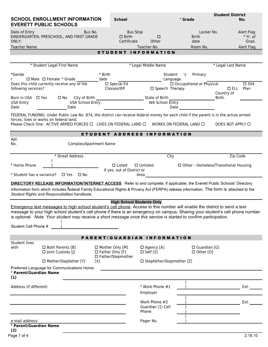 School Enrollment Information