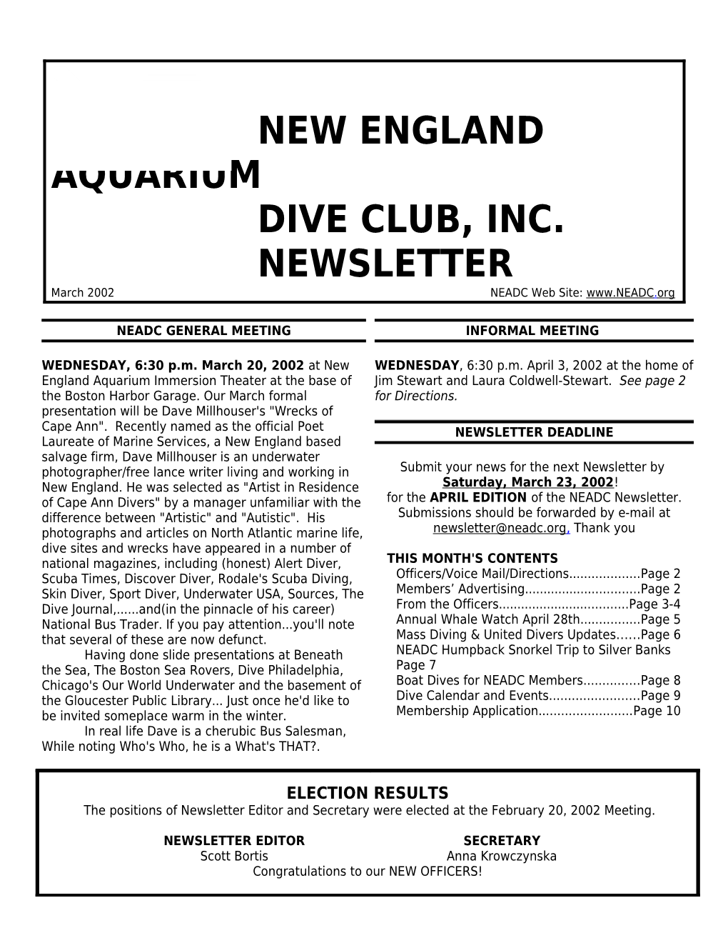 New England Aquarium Dive Club, Inc