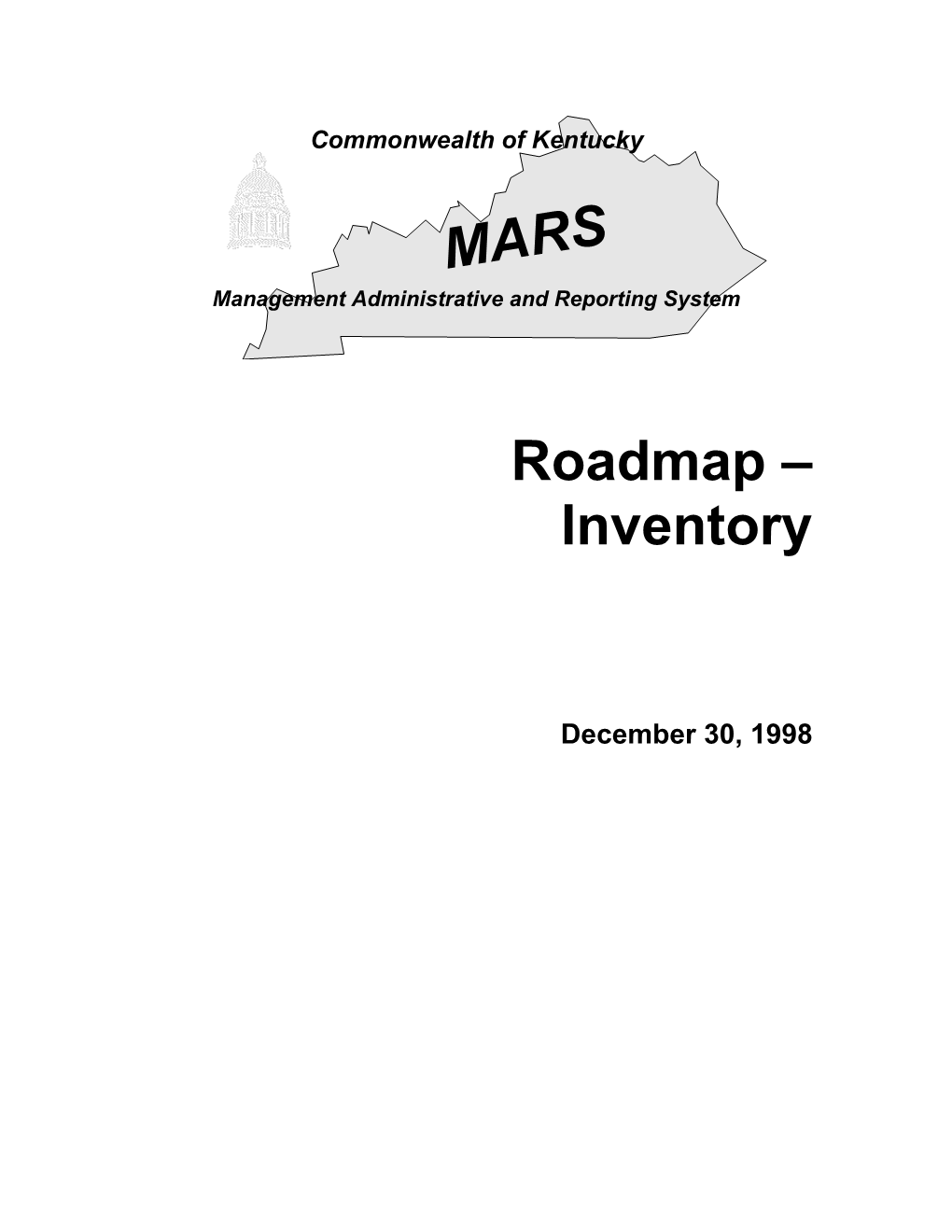 Commonwealth of Kentucky MARS Projectroadmap Inventory