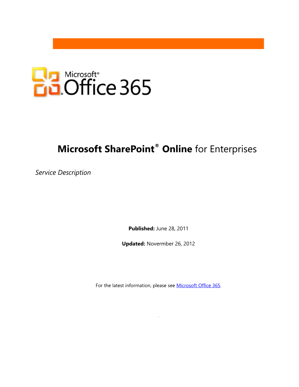 Microsoft Sharepoint Online for Enterprises Service Description