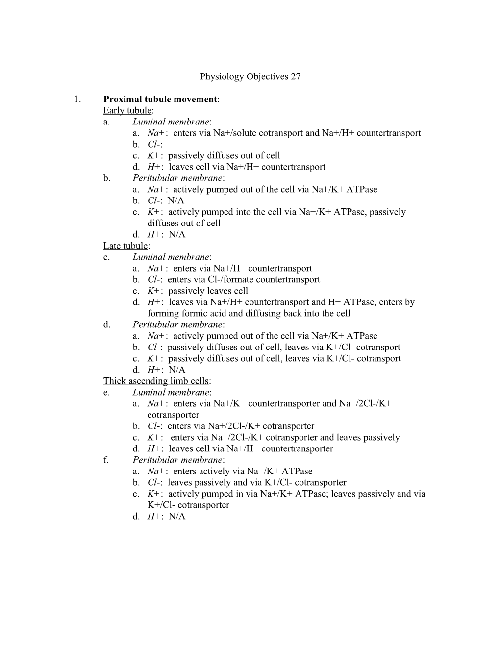 Physiology Objectives 27