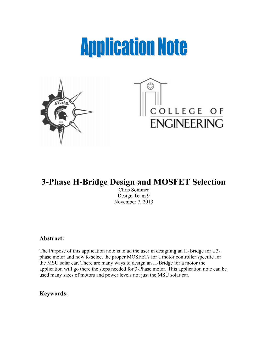 3-Phase H-Bridge Design and MOSFET Selection