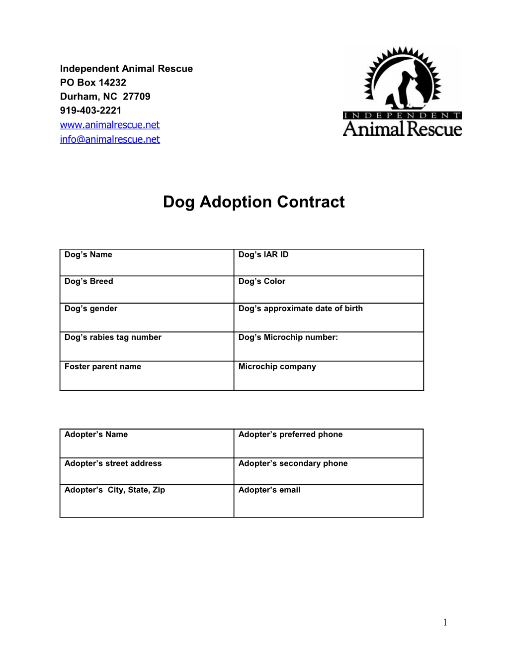 Dog Adoption Contract