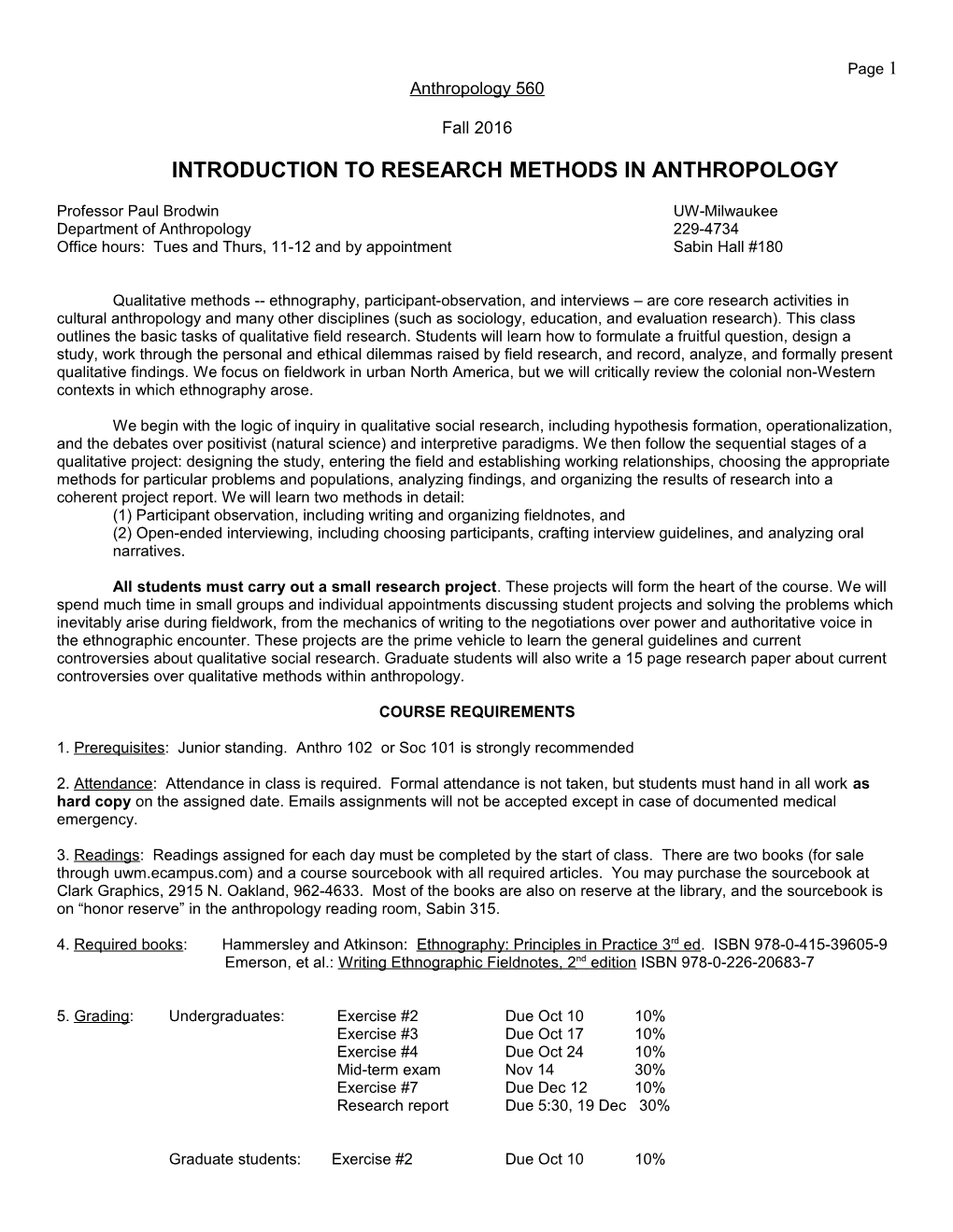 Introduction to Research Methods in Anthropology