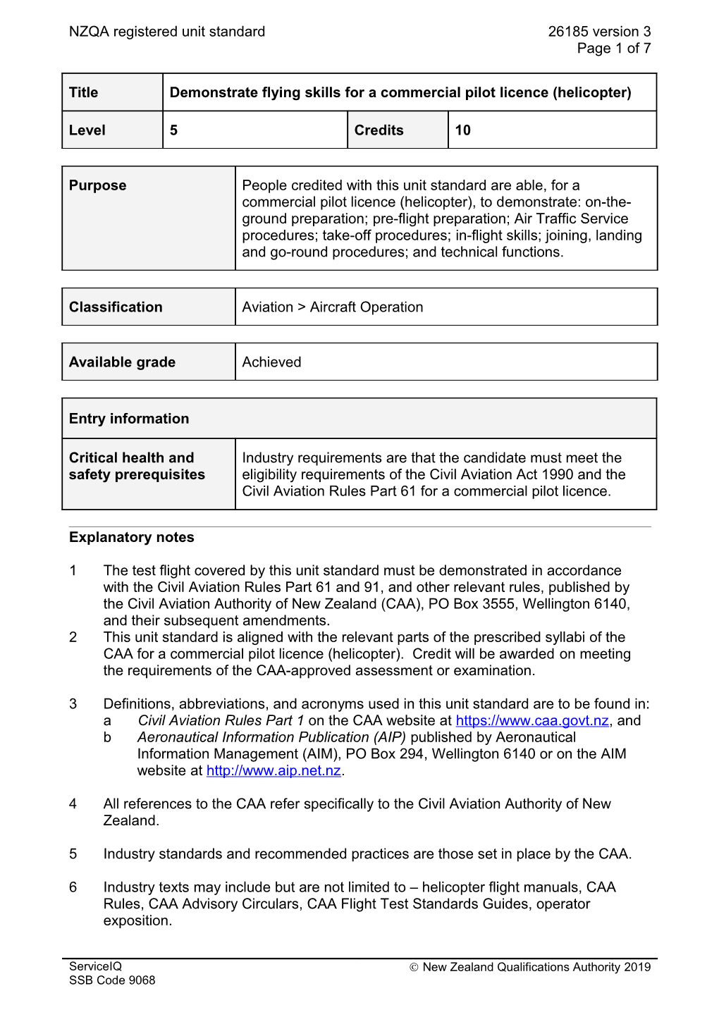 26185 Demonstrate Flying Skills for a Commercial Pilot Licence (Helicopter)