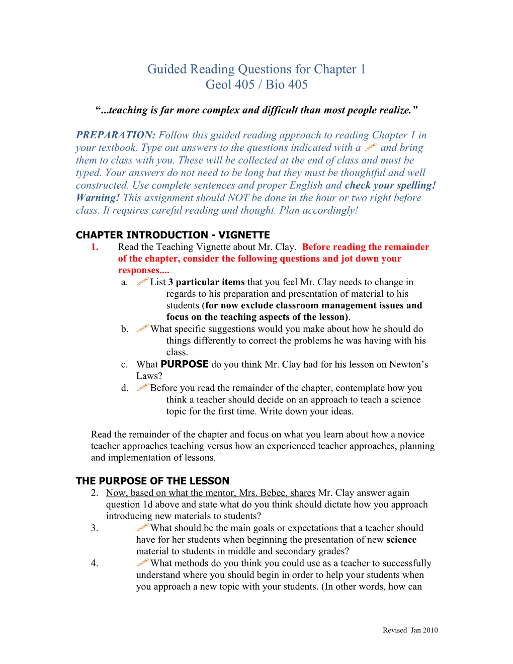 Guided Reading Questions for Chapter 1