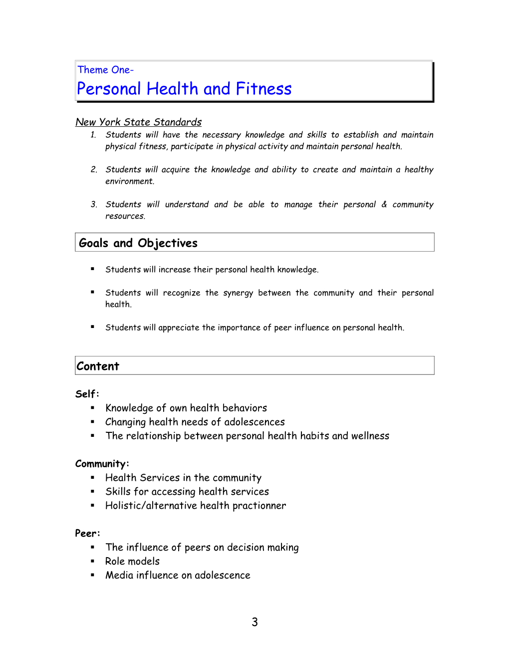 MCSD Health Curriculum 8Th Grade