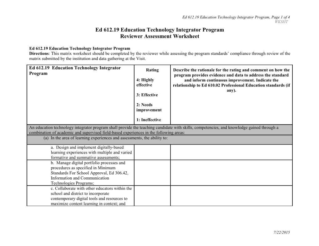 Ed 612.19 Education Technology Integrator Program