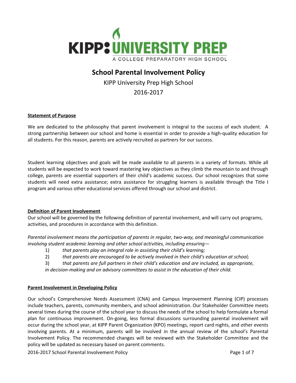 KIPP University Prep High School