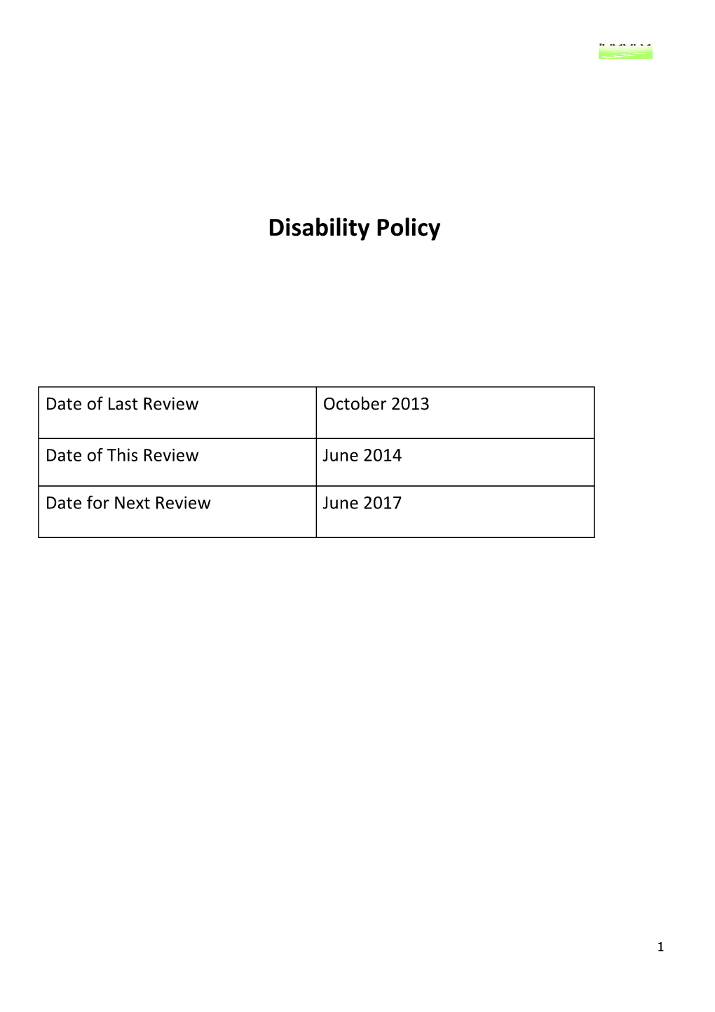 Manor Farm Infant School Disability Policy