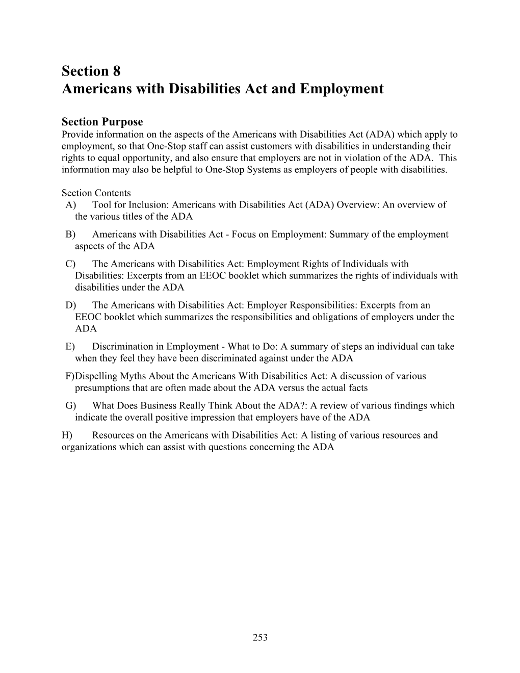 Americans with Disabilities Act and Employment