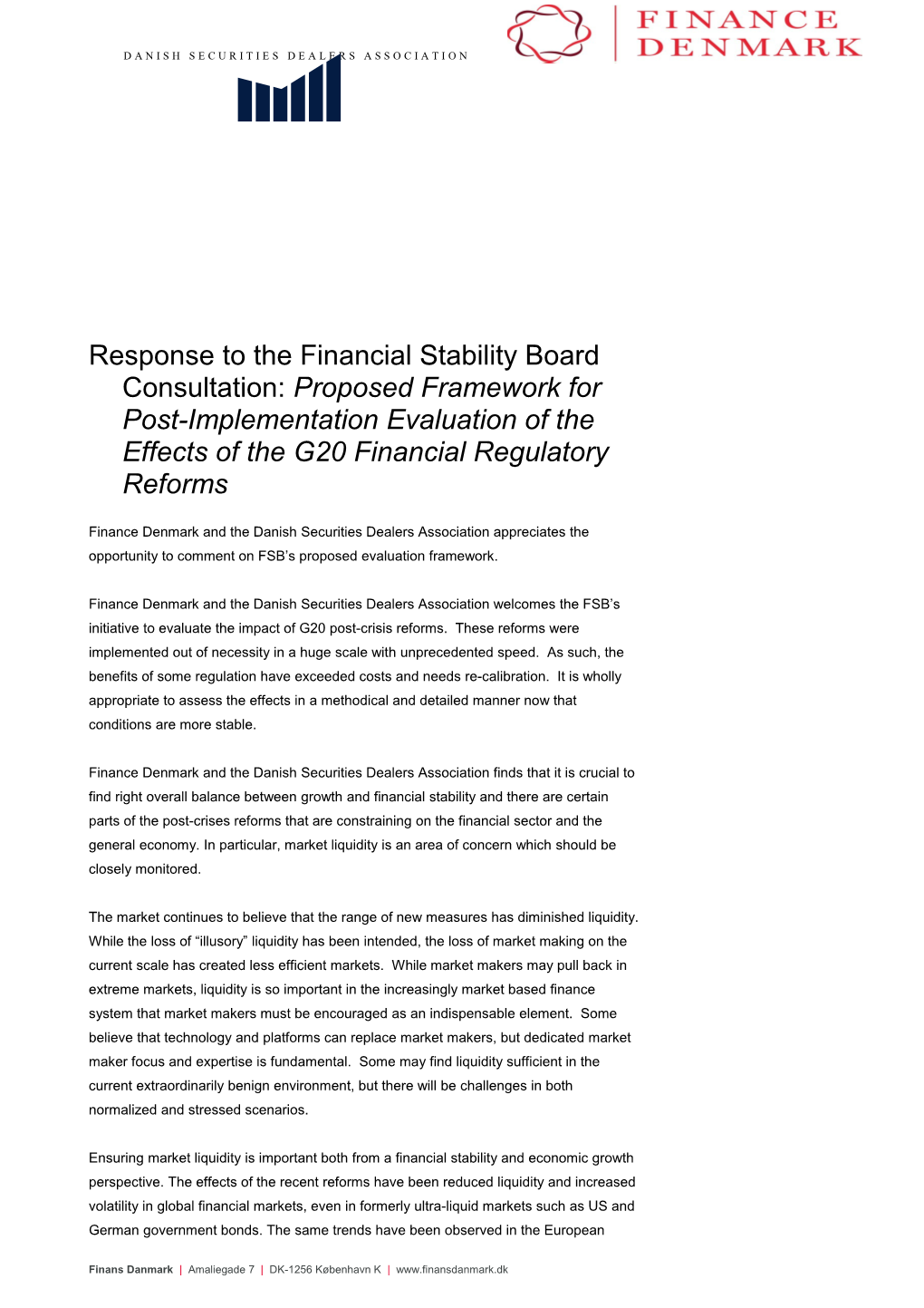 Response to the Financial Stability Board Consultation: Proposed Framework For