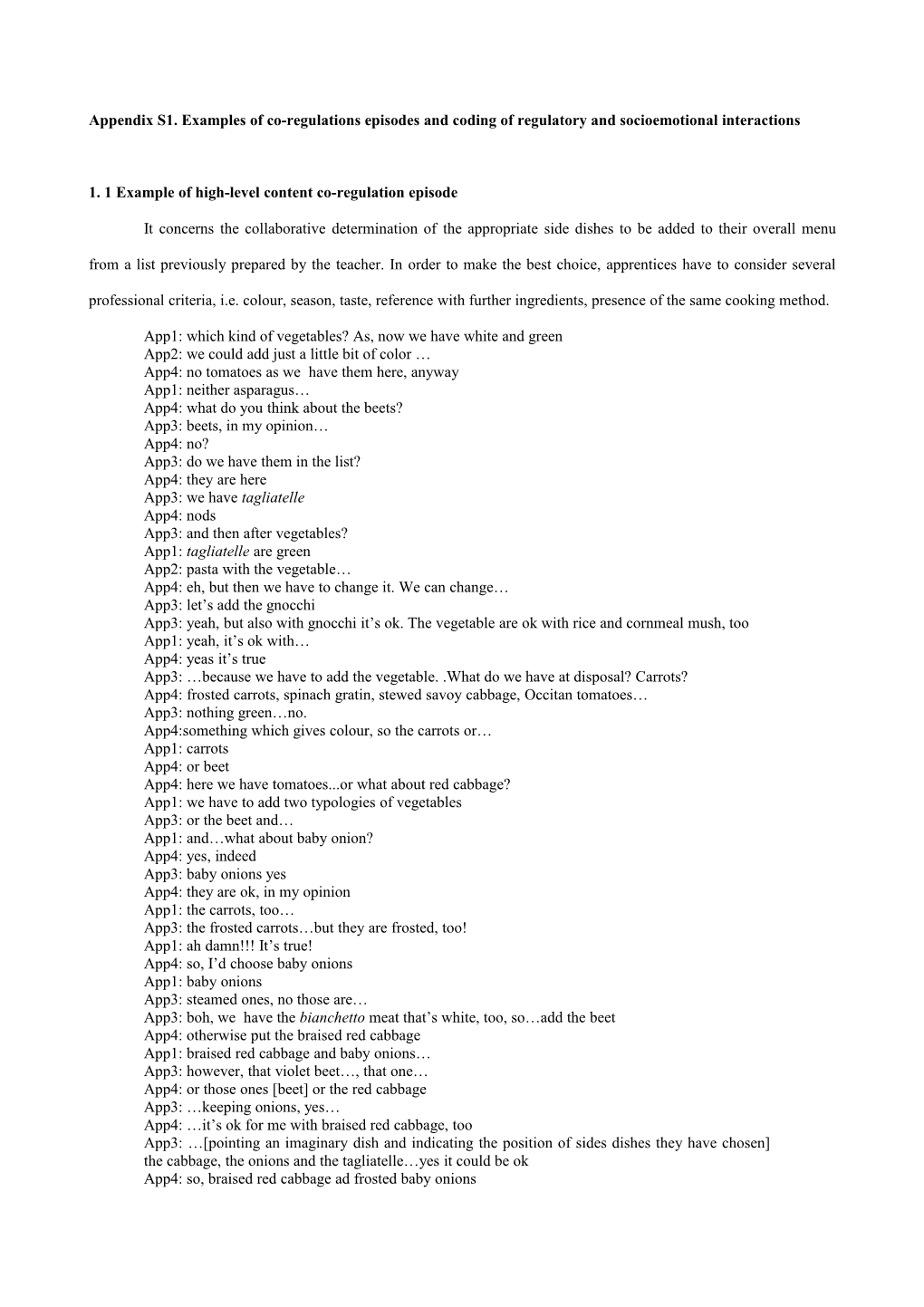 Appendix S1. Examples of Co-Regulations Episodes and Coding of Regulatory and Socioemotional