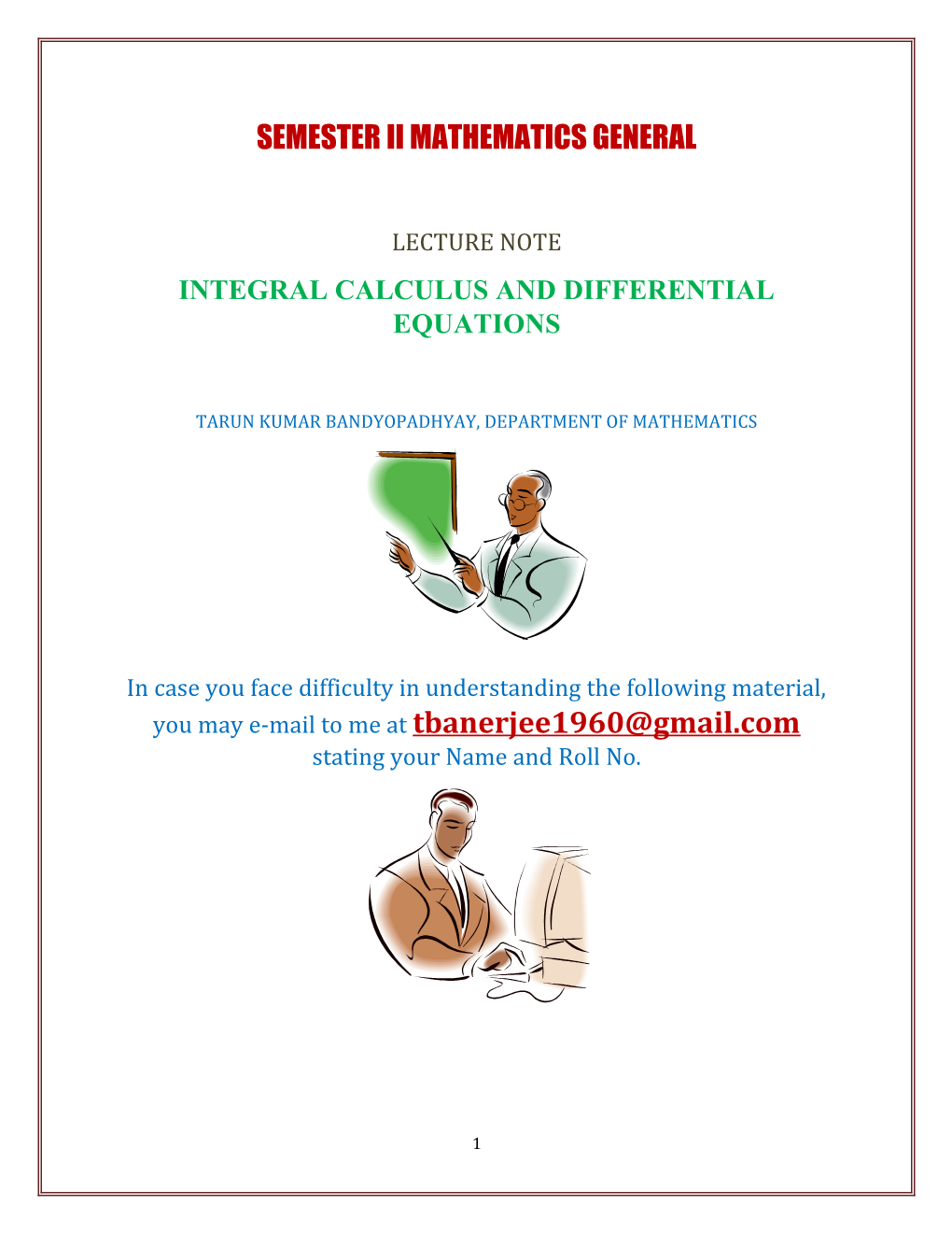 Integral Calculus and Differential Equations