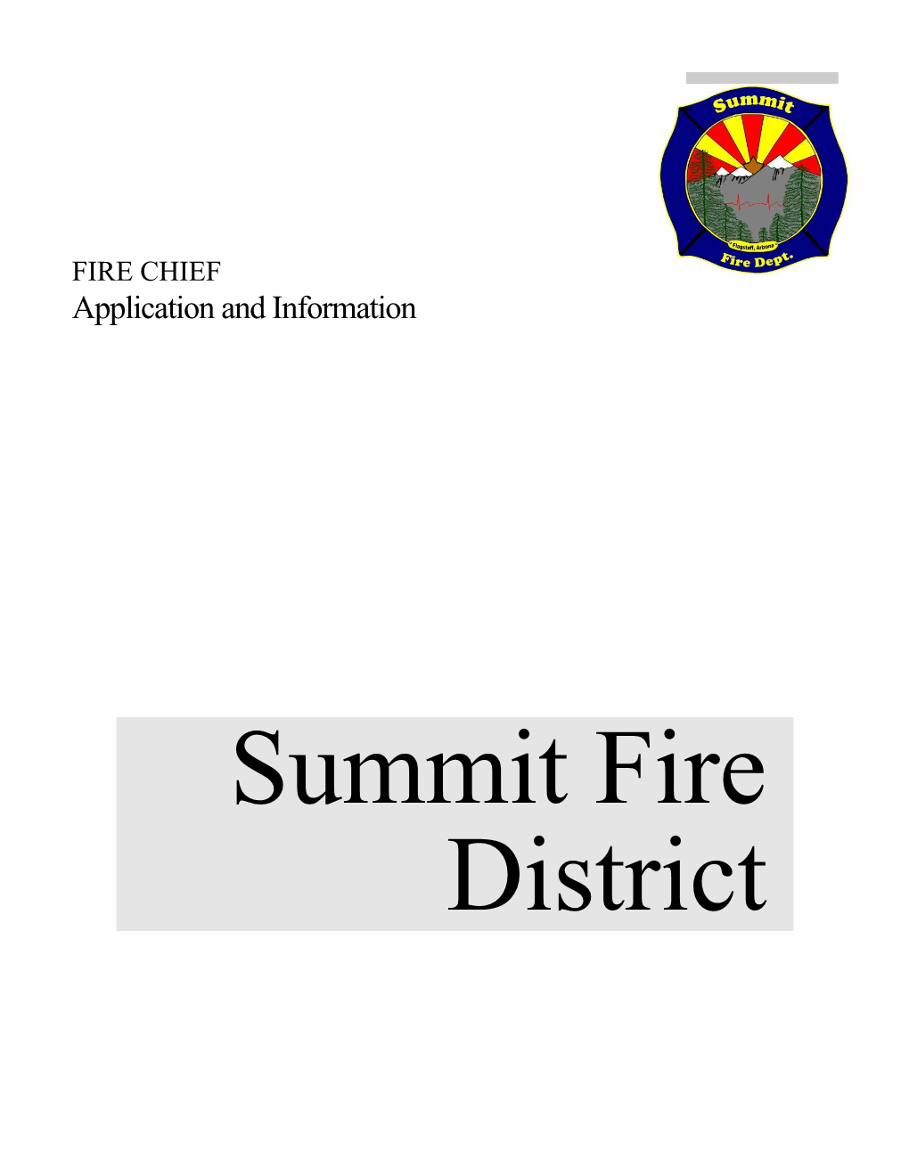 Summit Fire District Fire Chief Application