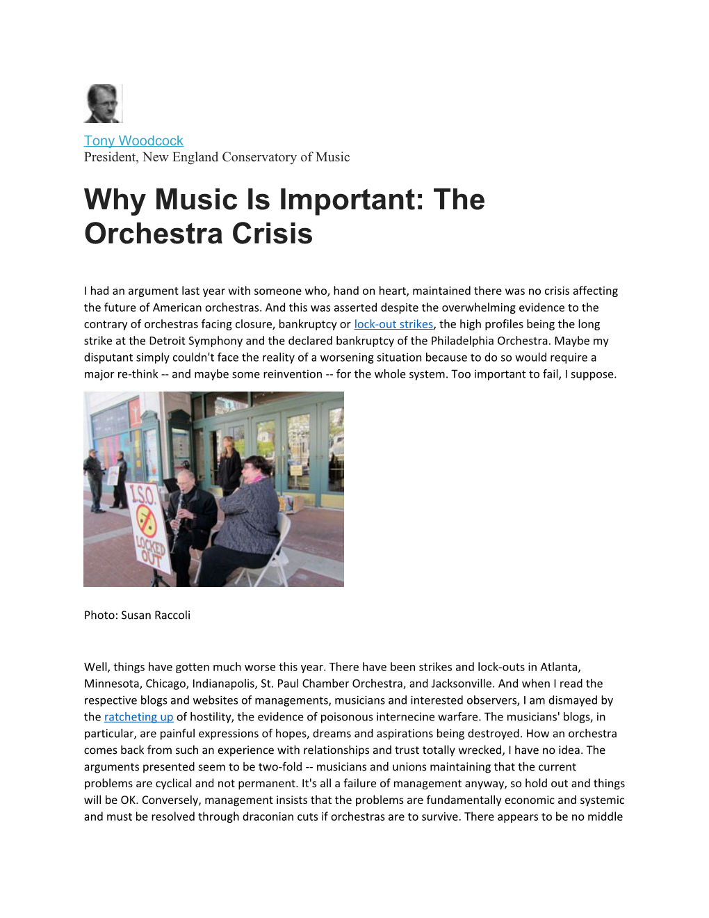 Why Music Is Important: the Orchestra Crisis