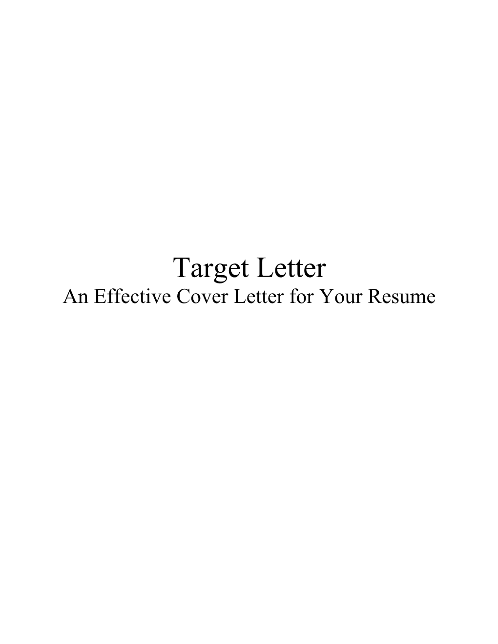 An Effective Cover Letter for Your Resume