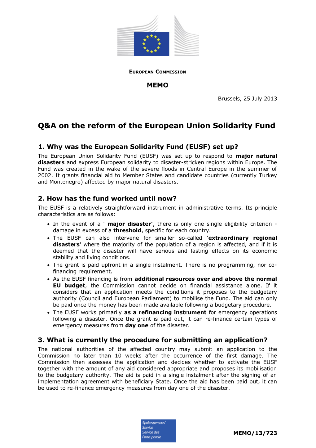 Q&A on the Reform of the European Union Solidarity Fund