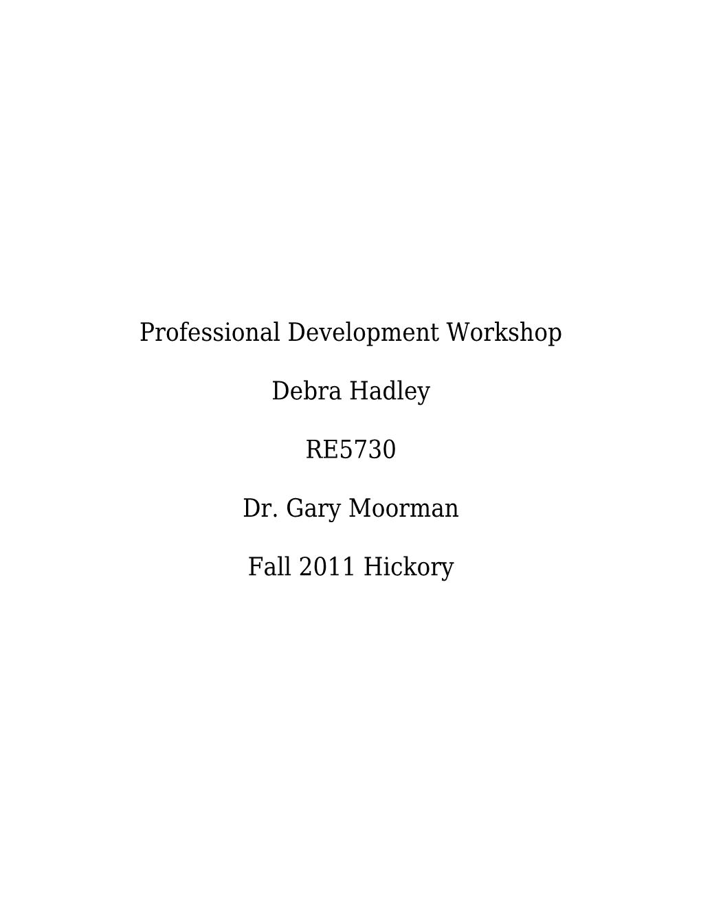 Professional Development Workshop