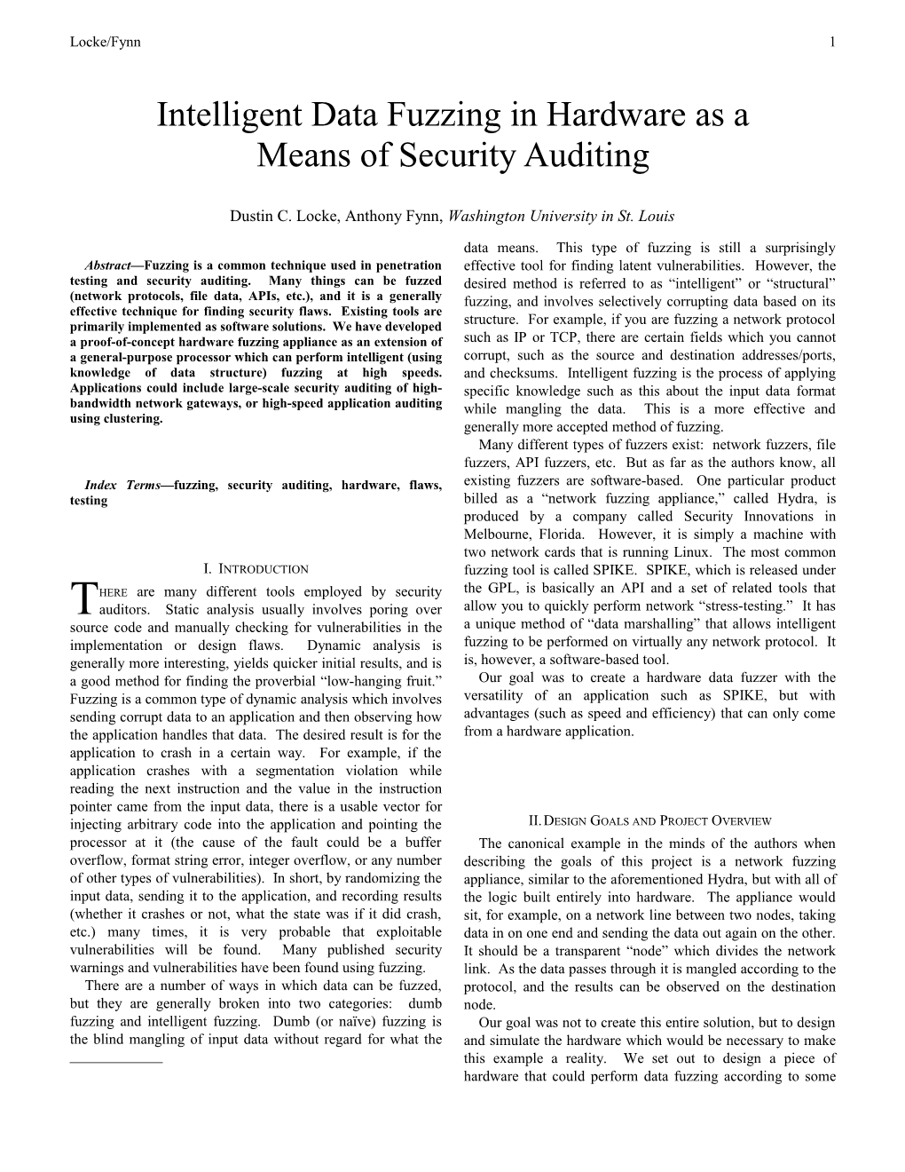Intelligent Data Fuzzing in Hardware As a Means of Security Auditing