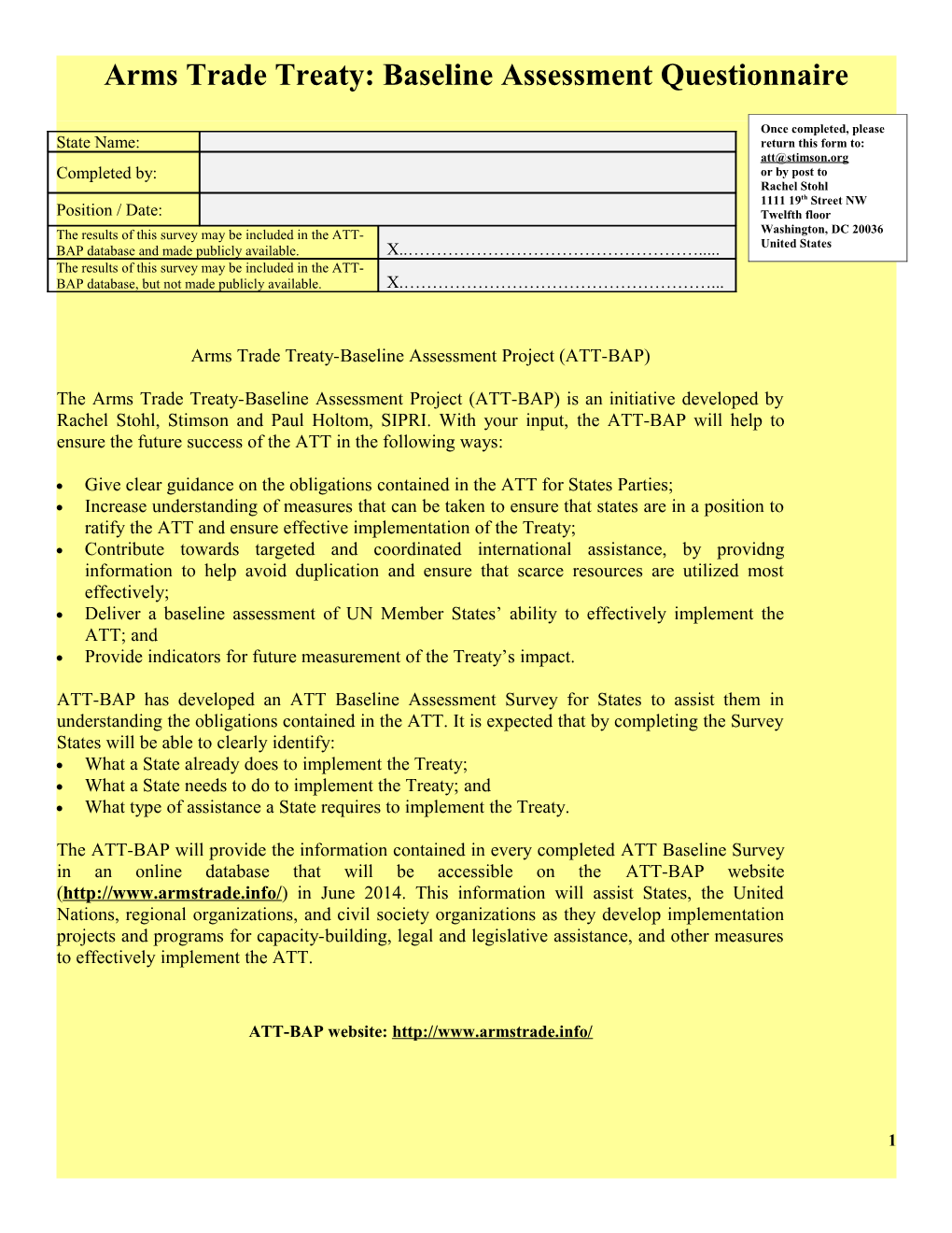 ATT Monitor Questionnaire