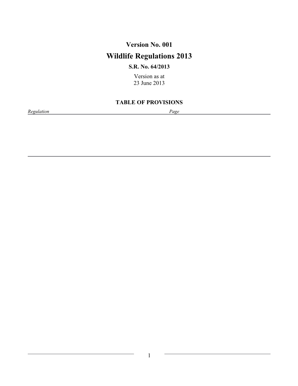 Wildlife Regulations 2013