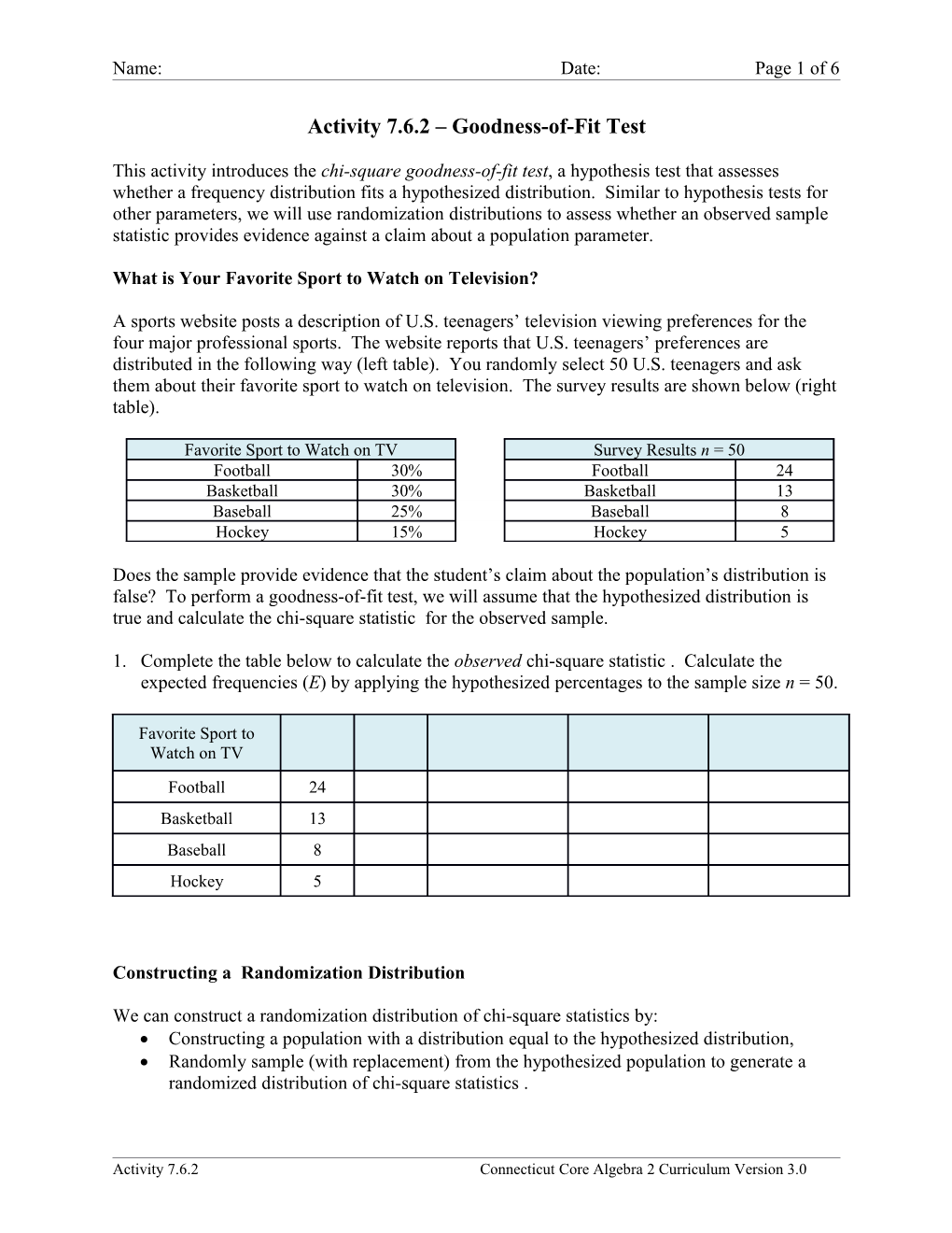 Activity 7.6.2 Goodness-Of-Fit Test