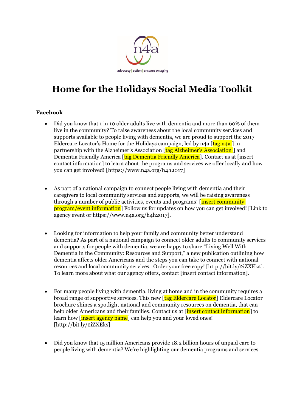 Home for the Holidays Social Media Toolkit