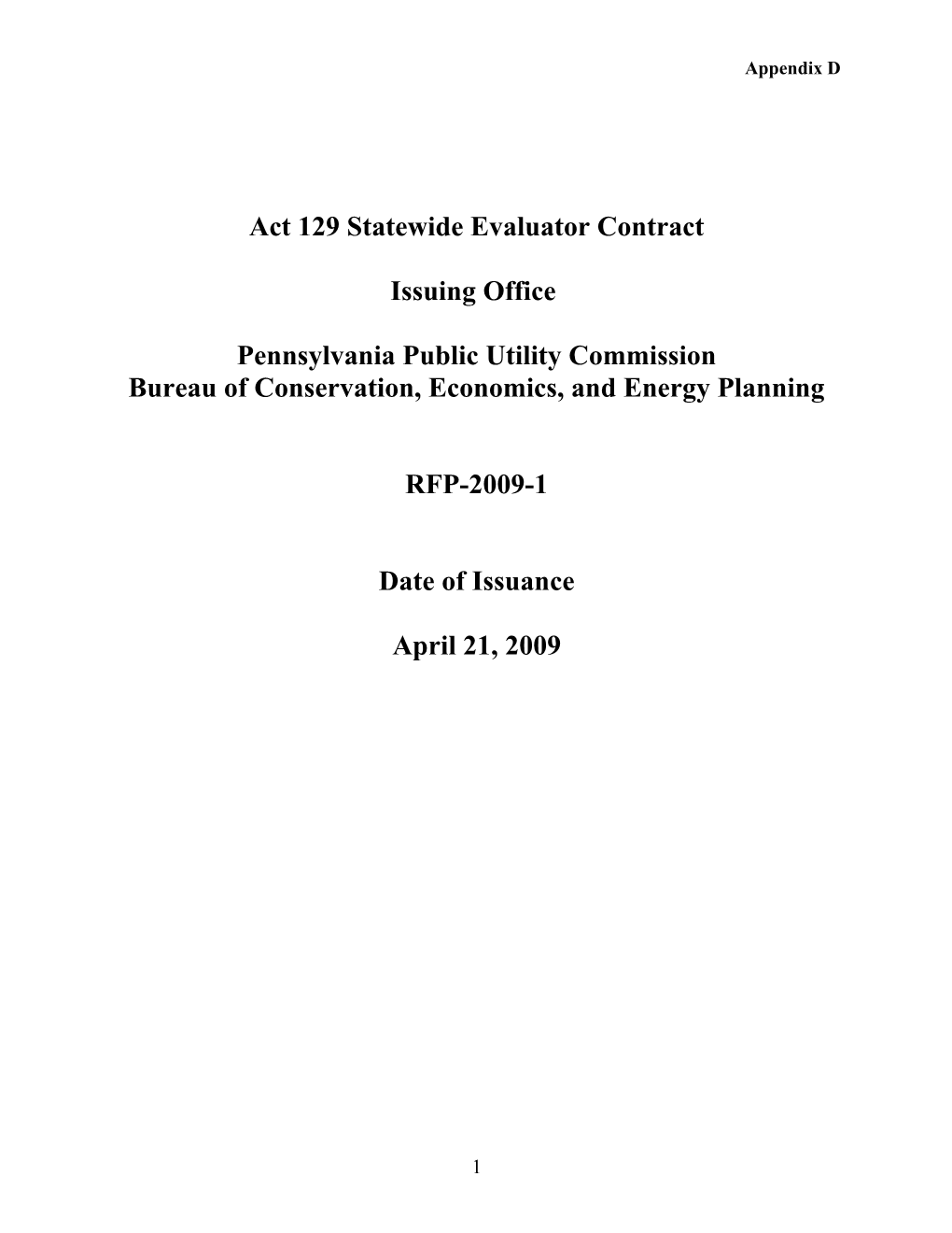 Act 129 Statewide Evaluator Contract