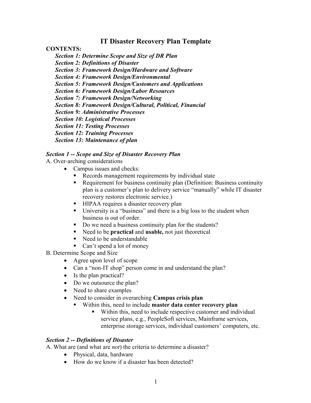 Disasterrecoveryplantemplate.Org-IT-Disaster-Recovery-Plan-Template