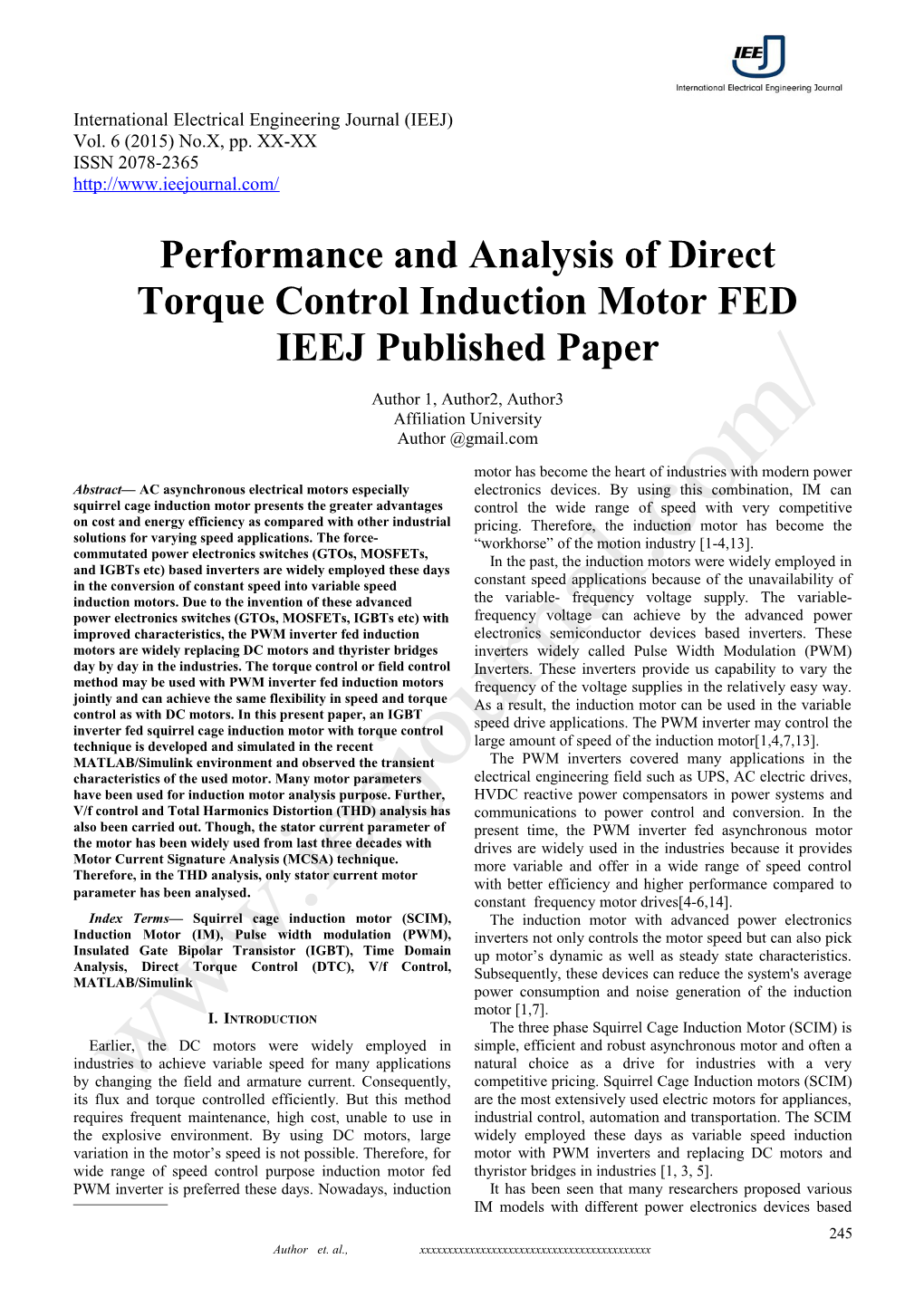 International Electrical Engineering Journal (IEEJ)