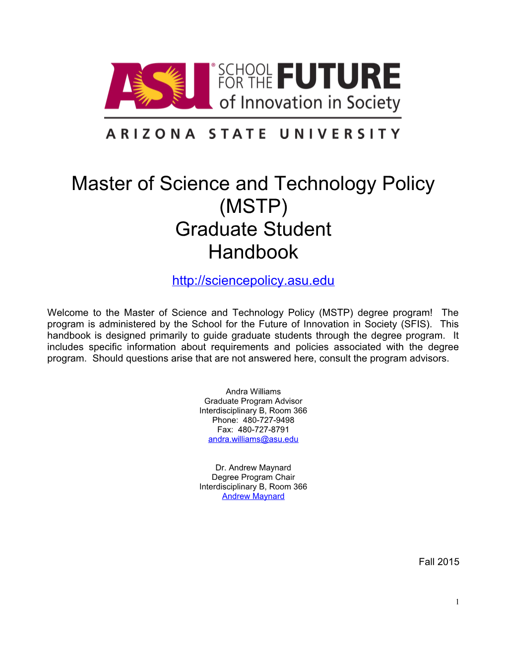 Master of Science and Technology Policy