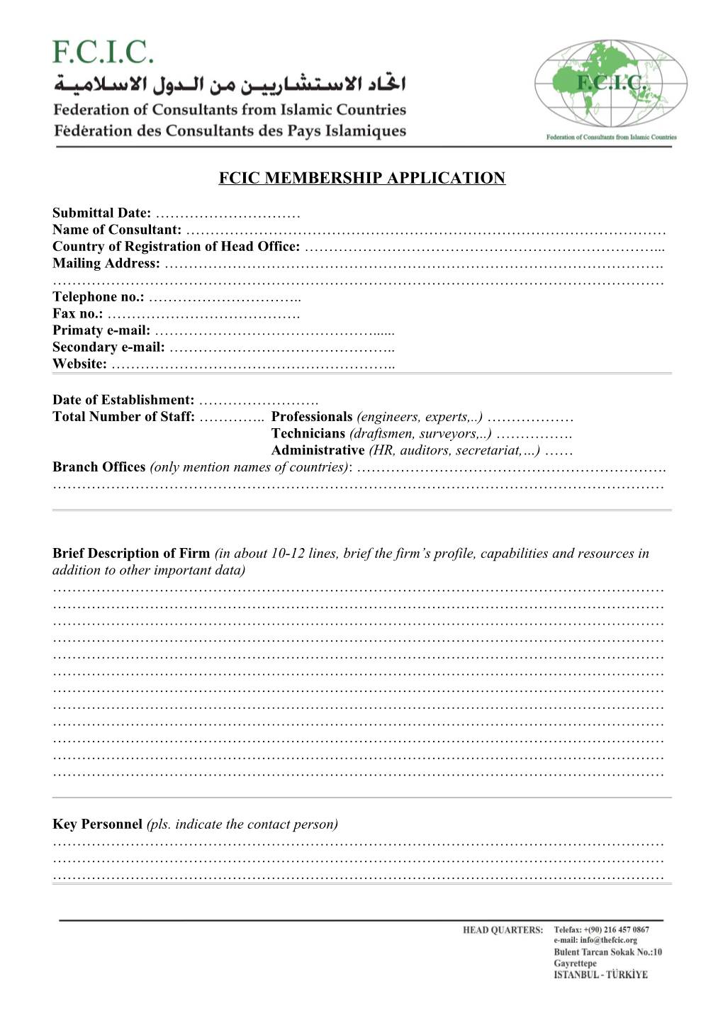 Fcic Membership Application