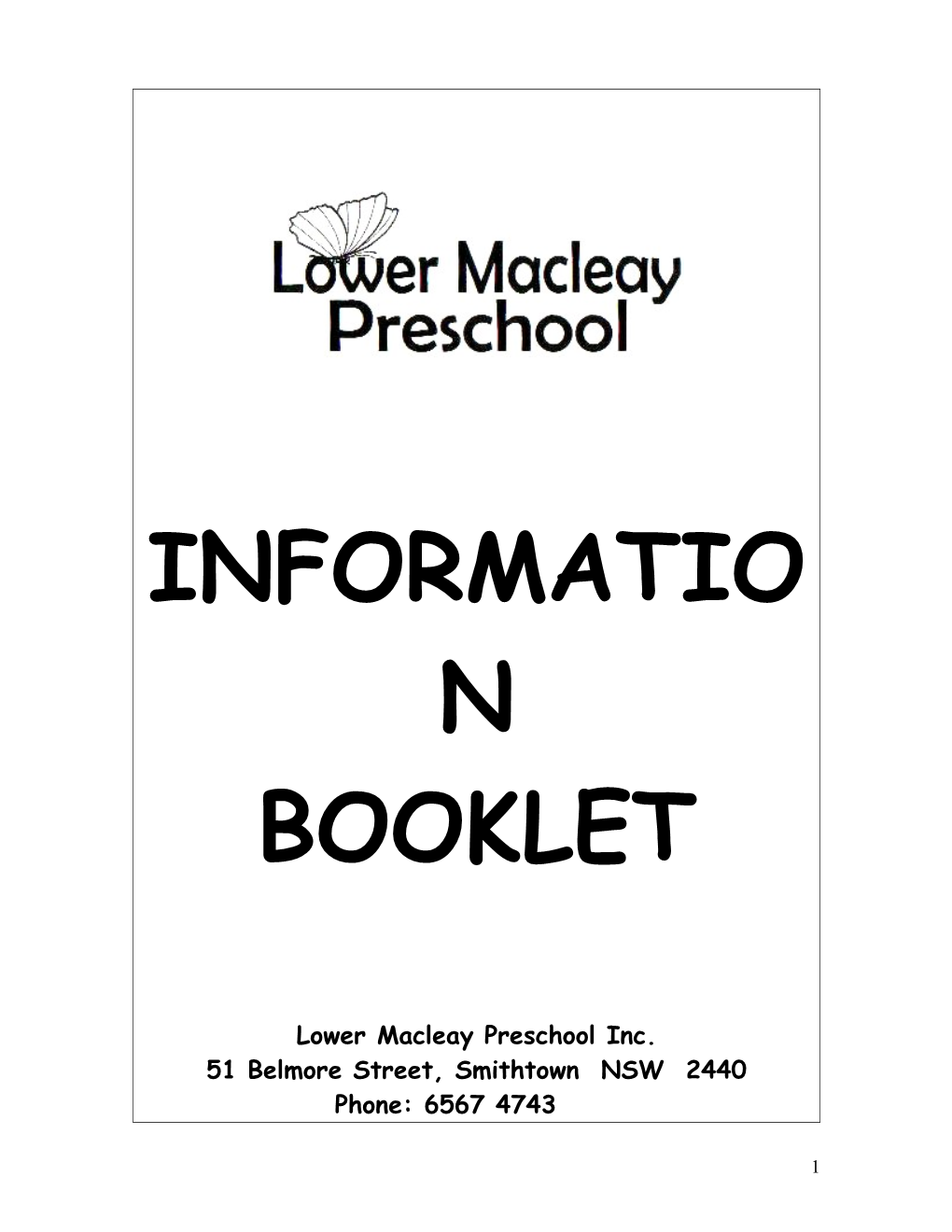 Welcome to the Lower Macleay Pre-School