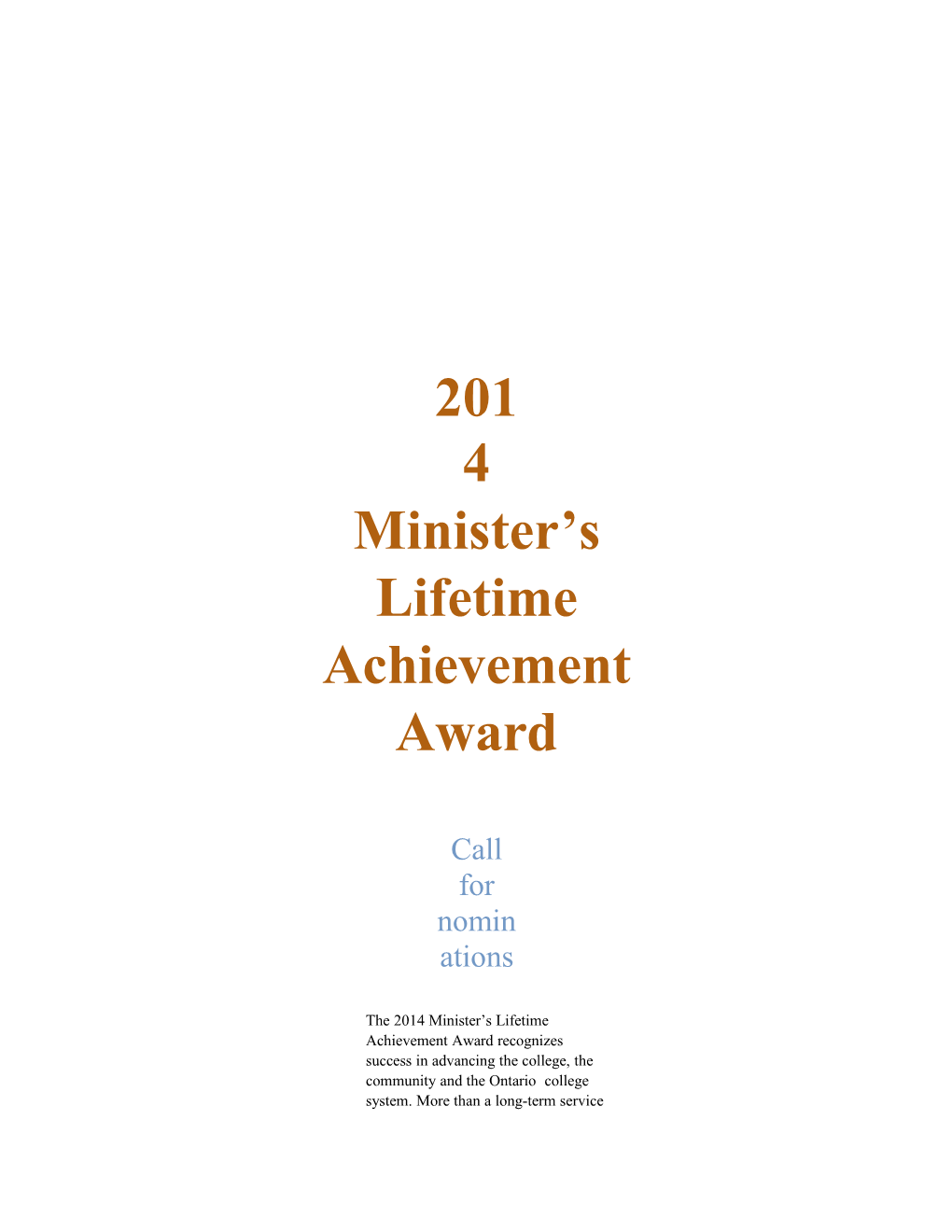 Minister S Lifetime Achievement Award