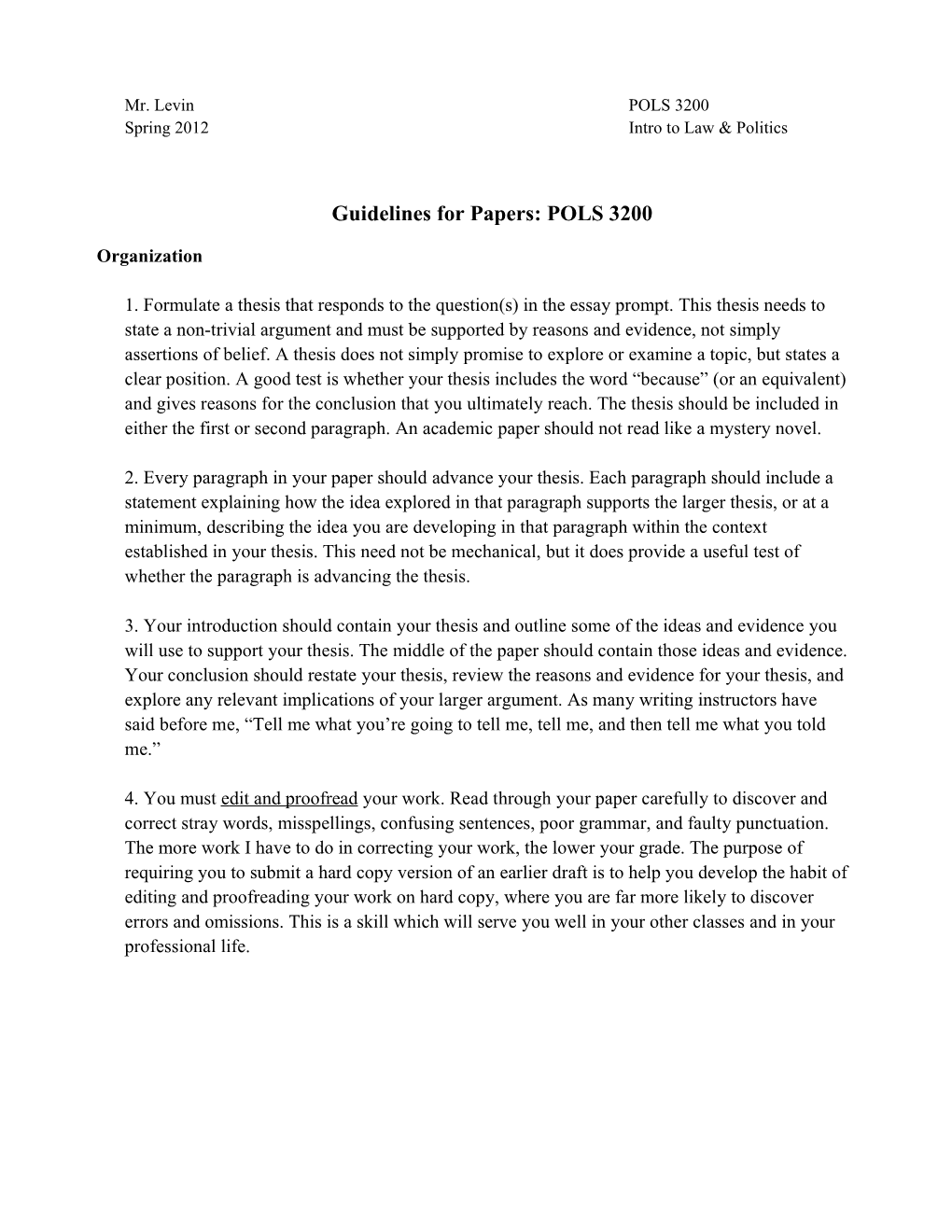 Guidelinesfor Papers: POLS3200