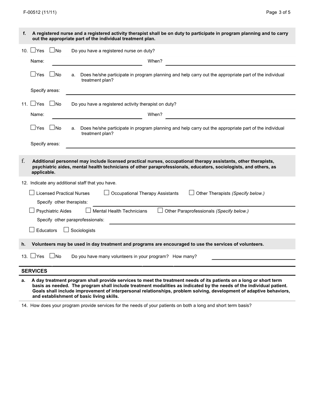 Mental Health Day Treatment Program Initial Certification Application - DHS 61.75, F-00512