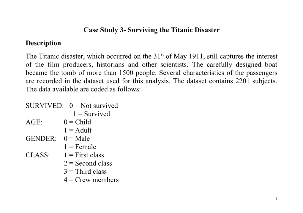 Case Study 3- Surviving the Titanic Disaster