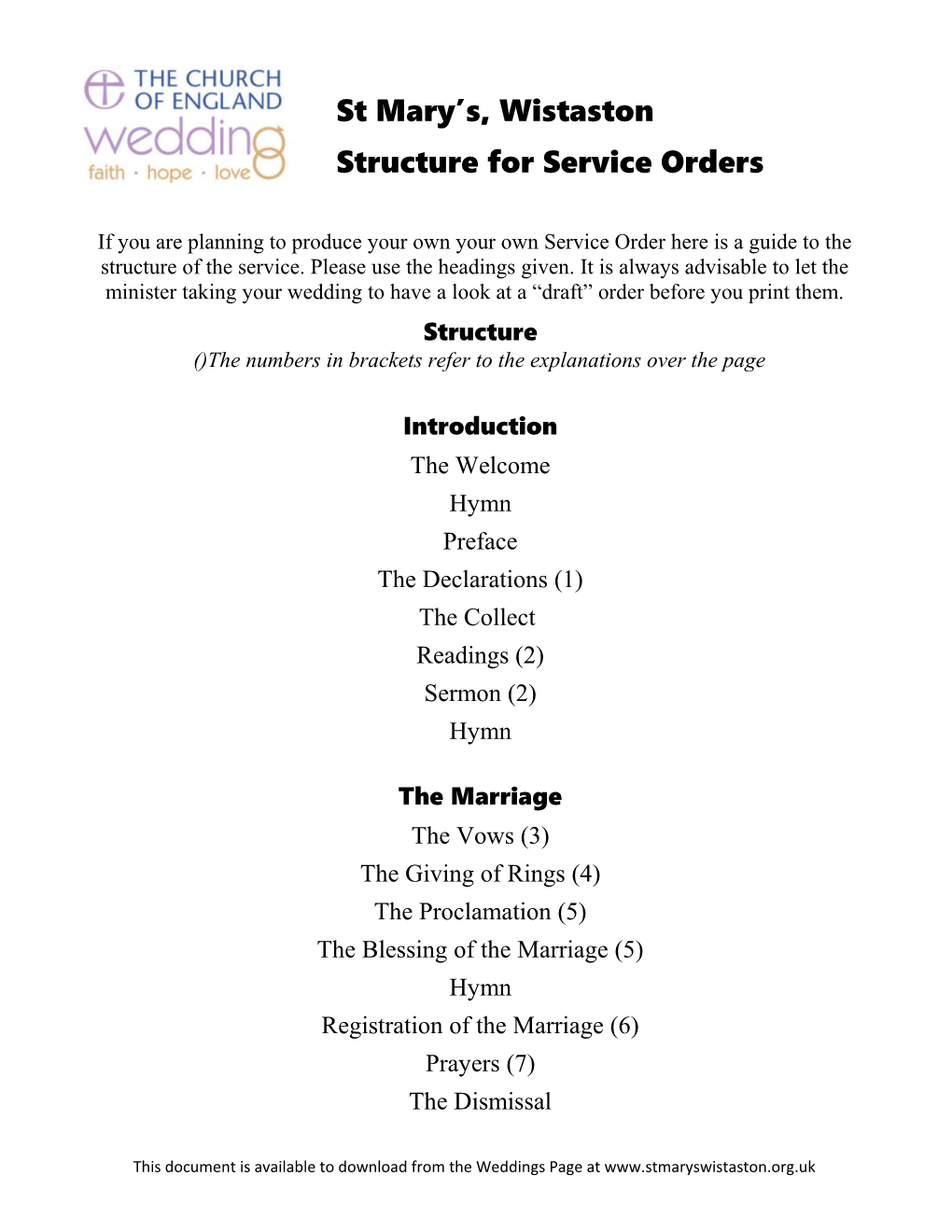 Structure for Service Orders