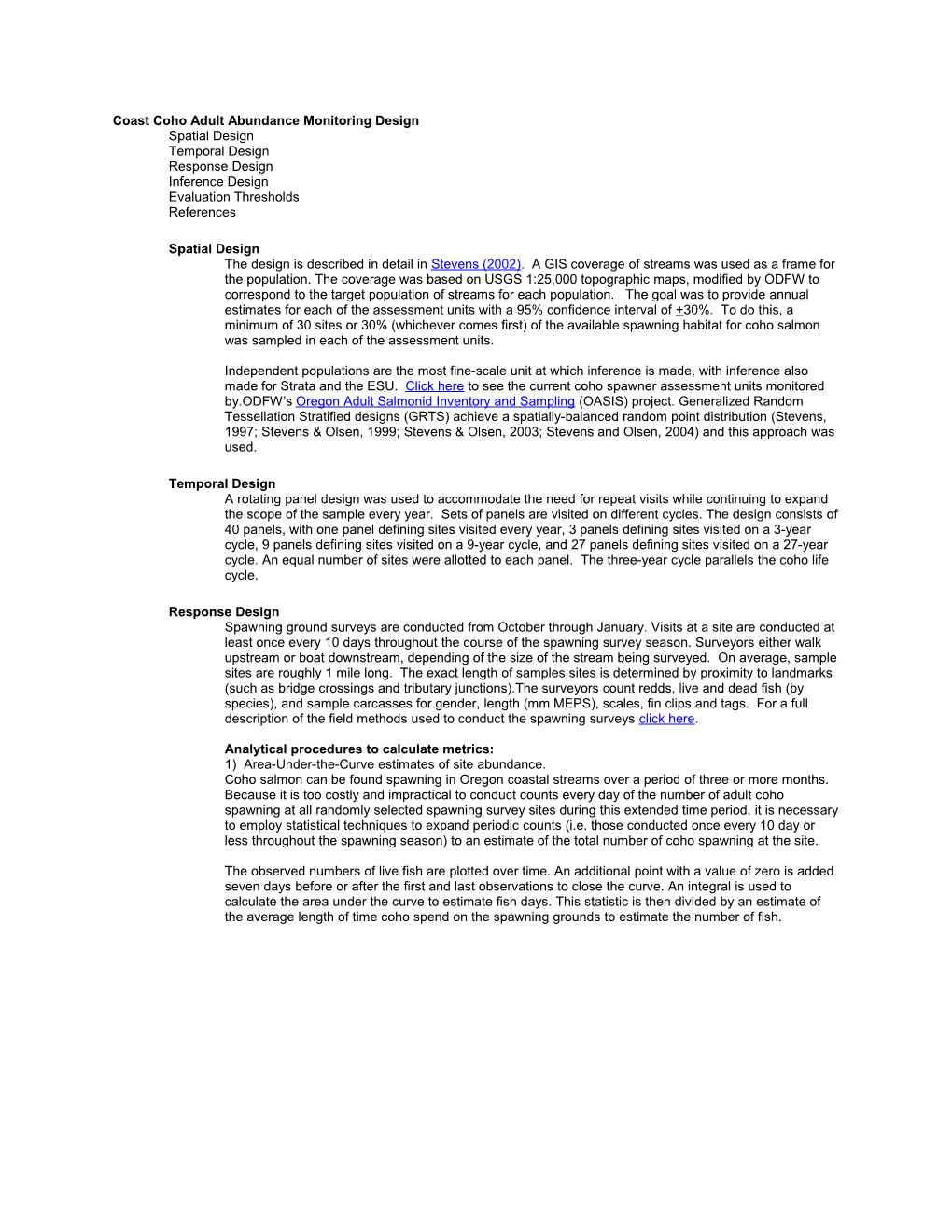 Coast Coho Adult Abundance Monitoring Design