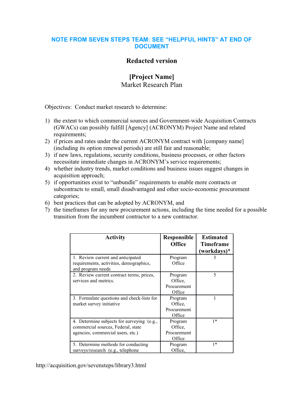 Note from Seven Steps Team: See Helpful Hints at End of Document